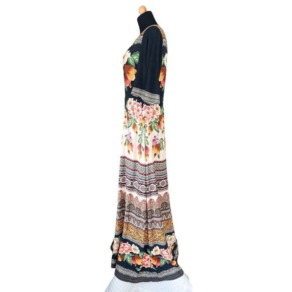 Farm Rio Esmeralda Floral Maxi Dress  Print Mixed Black Red Medium - Picture 8 of 10